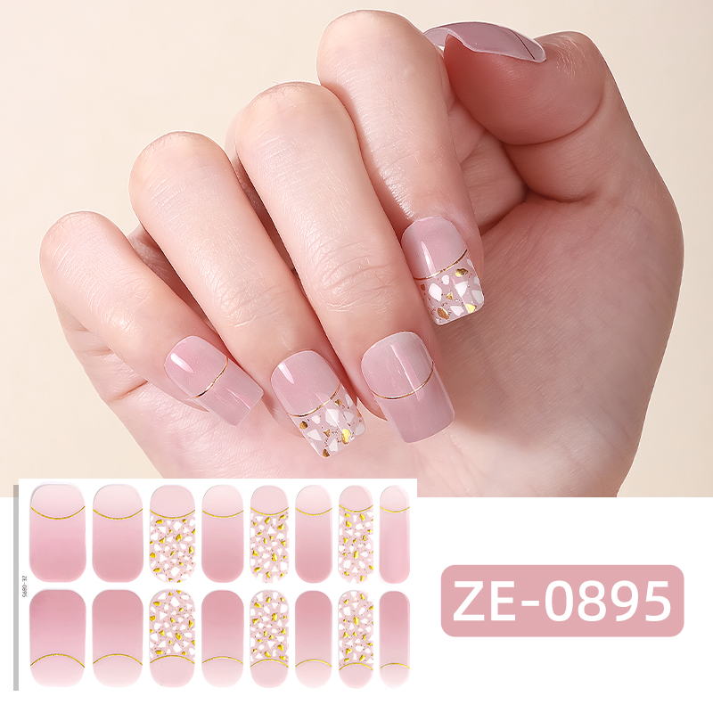 Full Cover Adhesive - 16 Tips Adesivi Unghie Rosa Glitterati
